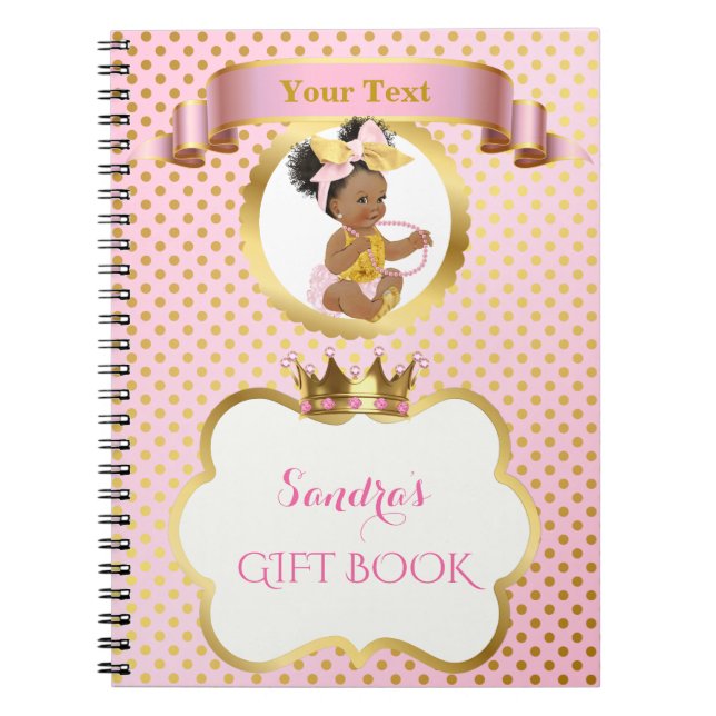 Princess Baby Girl Big Bow Pink Gold Geschenk Gast Notizblock (Vorderseite)