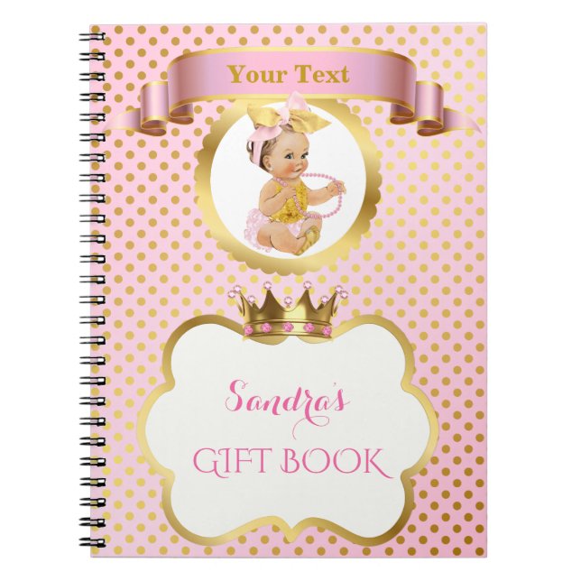 Princess Baby Girl Big Bow Pink Gold Geschenk Gast Notizblock (Vorderseite)