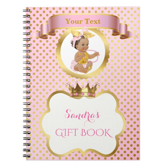 Princess Baby Girl Bow Pink Gold Geschenk Gast Notizblock (Vorderseite)