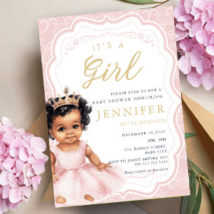 Princess Baby Shower African American Baby Girl Einladung