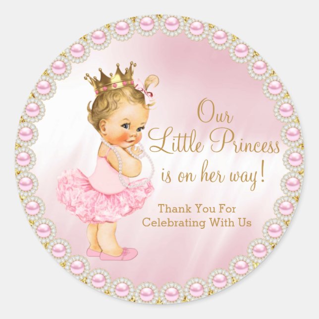 Princess Baby Shower Classic Round Sticker (Vorderseite)