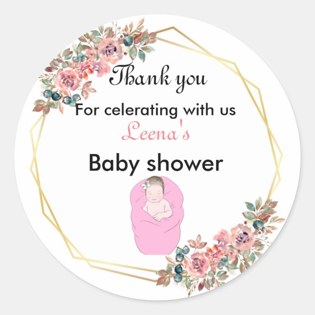 Princess Baby Shower danke Runder Aufkleber (Vorderseite)