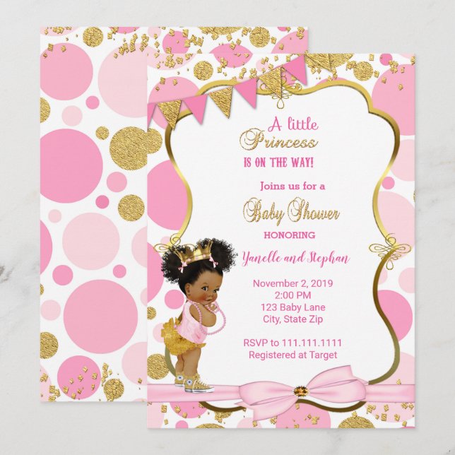 Princess Baby Shower Einladung (Vorne/Hinten)