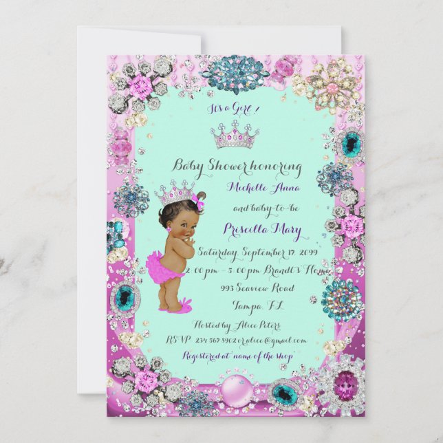 Princess Baby Shower Einladung, Prinzessin, blau Einladung (Vorderseite)