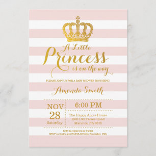 Princess Baby Shower Einladung Rosa und Gold