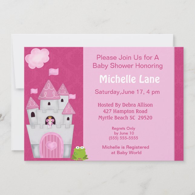 Princess Baby Shower Einladungen (Vorderseite)