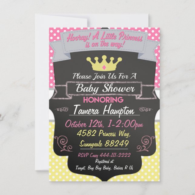 Princess Baby Shower Einladungen (Vorderseite)