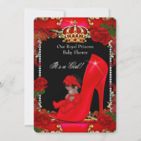 Princess Baby Shower Girl Gold Rote Rose Shoe 2