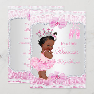 Princess Baby Shower Girl Pink Ballerina Ethnic Einladung
