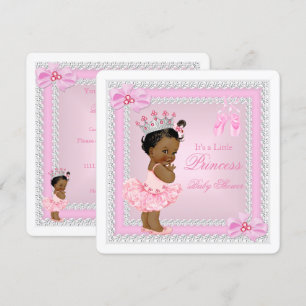 Princess Baby Shower Girl Pink Ballerina Ethnic Einladung