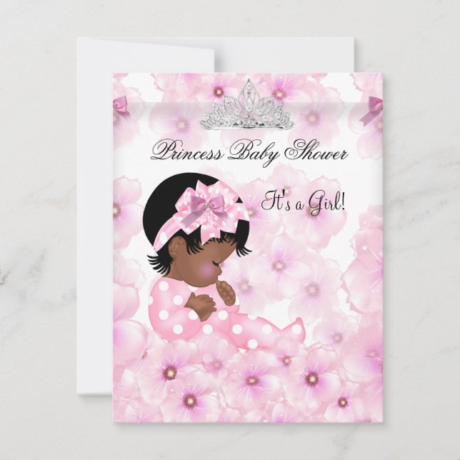 Princess Baby Shower Girl Pink Floral Tiara 2 Einladung (Vorderseite)