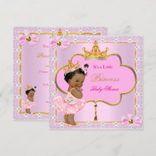 Princess Baby Shower Girl Pink Gold Ethnic Einladung