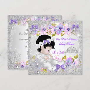 Princess Baby Shower Girl Pink Lila Schneeflocke Einladung