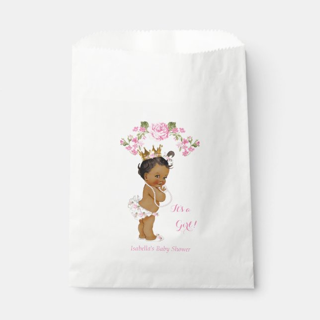 Princess Baby Shower Girl White Pink Ethnic Geschenktütchen (Vorderseite)