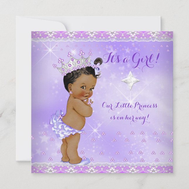 Princess Baby Shower Lilac Lila Lavender Ethnic Einladung (Vorderseite)