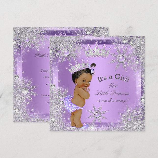 Princess Baby Shower Lilac Wonderland Ethnic Einladung (Vorne/Hinten)