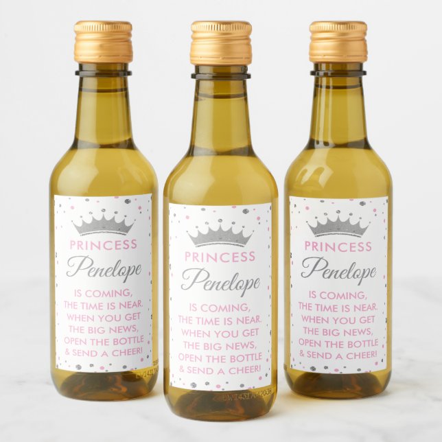 Princess Baby shower Mini Étiquette bouteille à vi (Bouteilles)