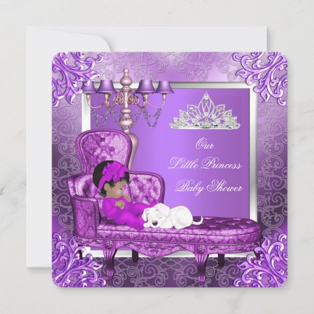 Princess Baby Shower Niedlich Baby Girl Lila Einladung (Vorderseite)