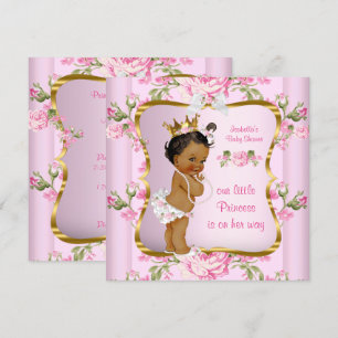 Princess Baby Shower Pink Gold Floral Ethnic Einladung