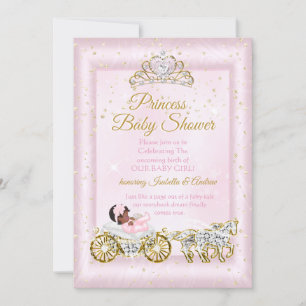 Princess Baby Shower Tiara Pink Carriage Ethnic Einladung