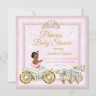 Princess Baby Shower Tiara Pink Carriage Ethnic Einladung