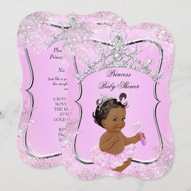 Princess Baby Shower Wonderland Pink Ethnic Einladung (Vorne/Hinten)