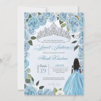 Princess Ball Blue Rose Sweet 16 Birthday Einladun Einladung