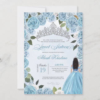 Princess Ball Blue Rose Sweet 16 Birthday Einladung