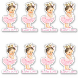 Princess Ballerina Baby Girl Pink Tutu Gold Crown Aufkleber