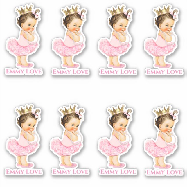 Princess Ballerina Baby Girl Pink Tutu Gold Crown Aufkleber (Vorderseite)