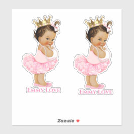 Princess Ballerina Baby Girl Pink Tutu Gold Crown Aufkleber