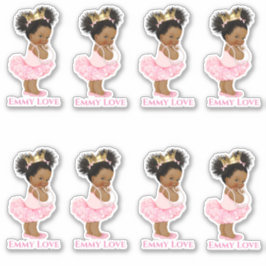 Princess Ballerina Baby Girl Pink Tutu Gold Crown Aufkleber