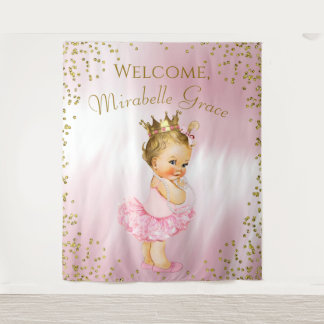 Princess Ballerina Babydusche Hintergrund Blonde Wandteppich