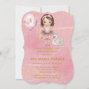 Princess Ballerina Blush Pink Gold Geburtstagspart Einladung