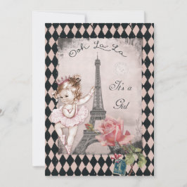 Princess Ballerina Eiffel Tower Baby Dusche Einladung