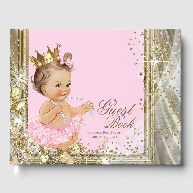 Princess Ballerina Girl Baby shower livre d'invité (Recto)