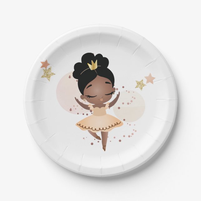 Princess Ballerina w/Tiara Birthday Pappteller (Vorderseite)