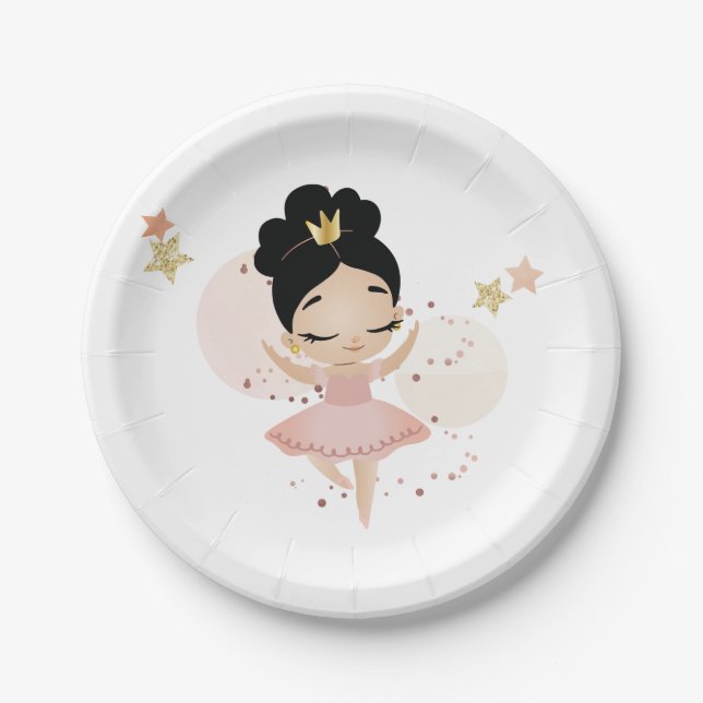 Princess Ballerina w/Tiara Birthday Pappteller (Vorderseite)