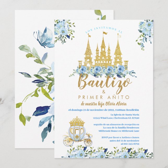 Princess Baptism Einladung Bautizo Einladungen (Vorne/Hinten)