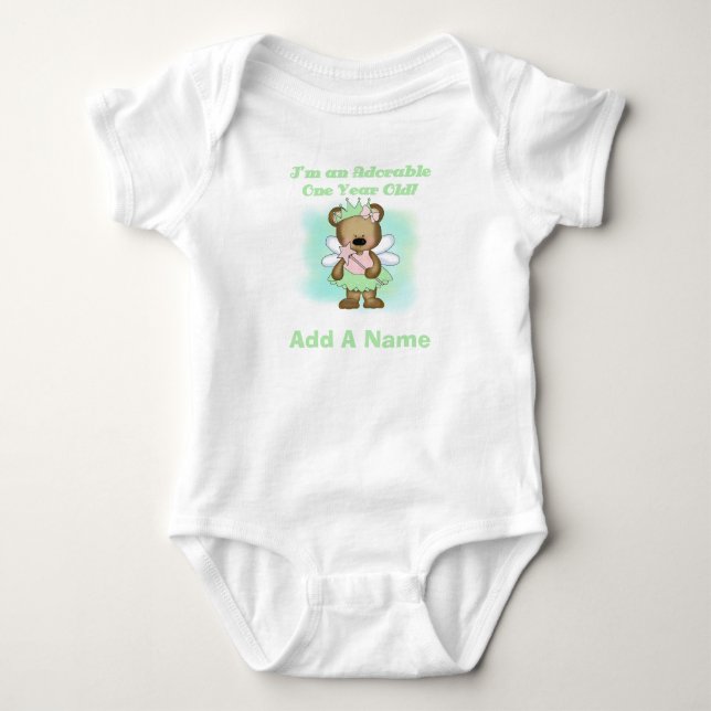 Princess Bear 1. Geburtstagshirt Baby Strampler (Vorderseite)