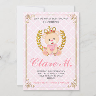 Princess Bear Baby Shower Einladung