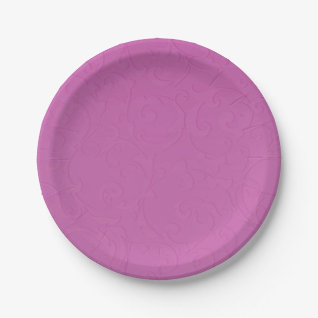 Princess Berry Pink Fairy Tale Damask Wedding Pappteller (Vorderseite)