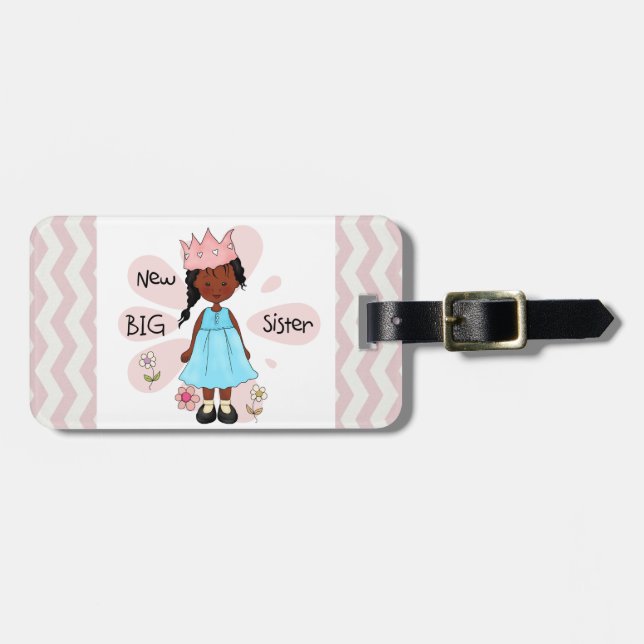 Princess Big Sister African American Gepäckanhänger (Vorderseite horizontal)