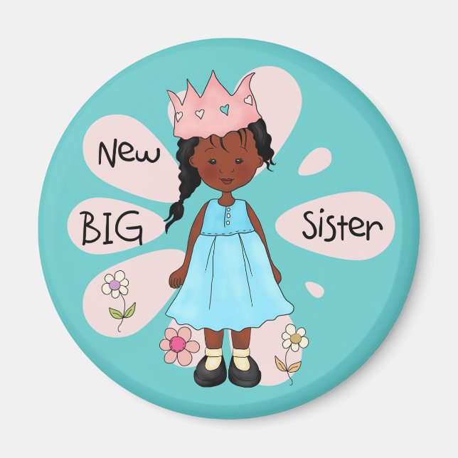 Princess Big Sister African American Magnet (Vorne)