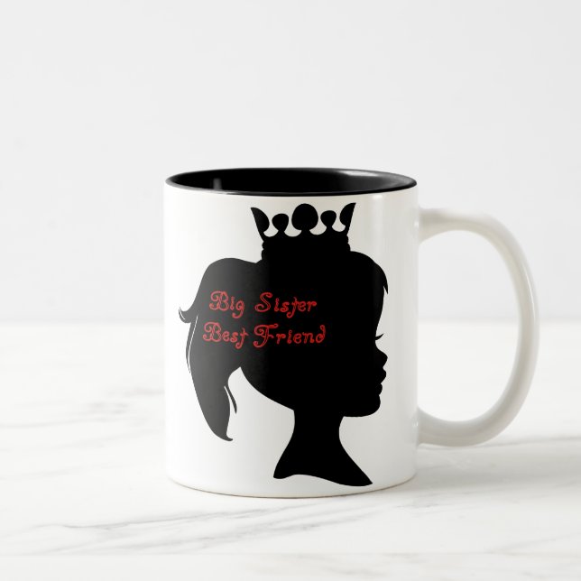 Princess Big Sister Best Friend Zweifarbige Tasse (Rechts)