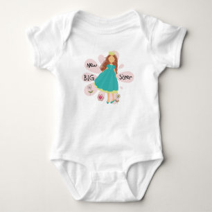 Princess Big Sister Brown Hair Baby Strampler