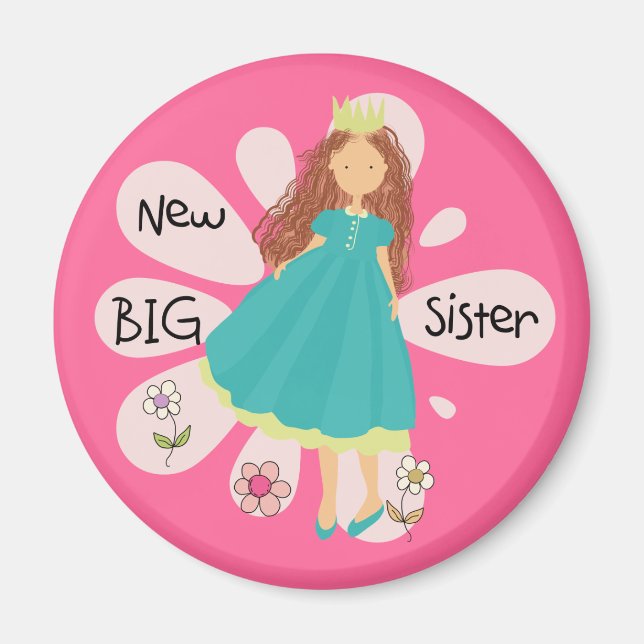 Princess Big Sister Brown Hair Magnet (Vorne)
