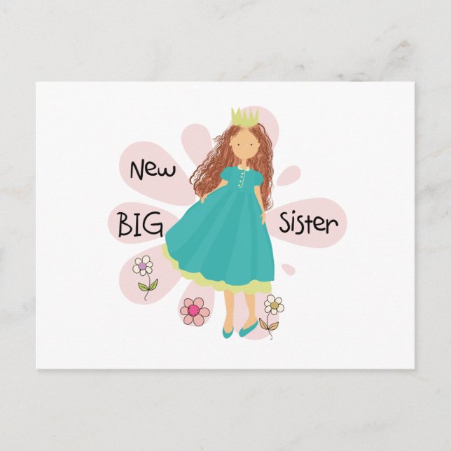 Princess Big Sister Brown Hair Postkarte (Vorderseite)