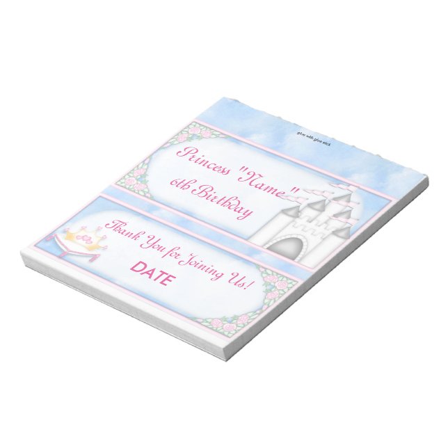 Princess Birthday Candy Bar Wrapper Gastgeschenk Notizblock (Rotiert)