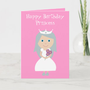 Princess Birthday Card, hübsch rosa Cartoon Karte